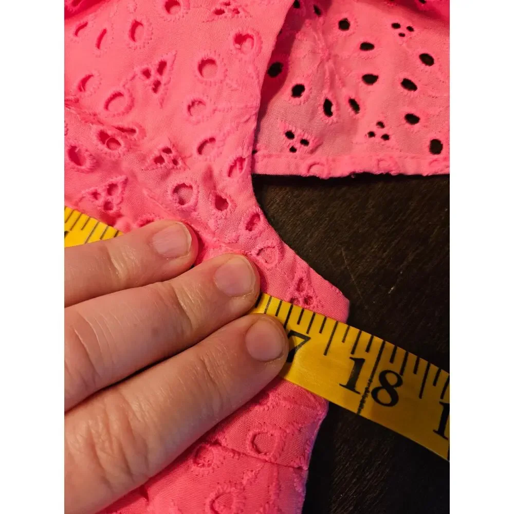 Lilly Pulitzer Trixie Eyelet Ruffle Top Bright Pink Berry NEW $138 Sz S - Picture 10 of 14